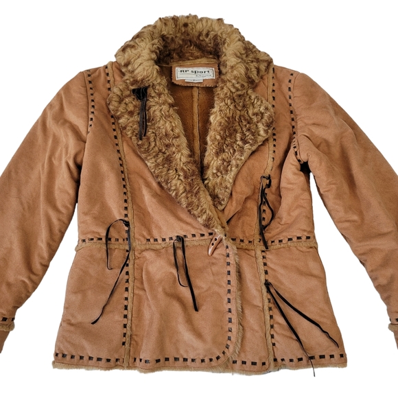 Vintage 90s Y2K RP Sport Penny Lane Faux Suede and Fur Coat Size Small - Picture 12 of 12